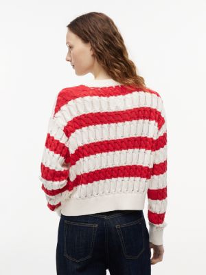 Женские джинсы Tommy Hilfiger Tommy Jeans Striped Cable Knit Sweater — фото 4