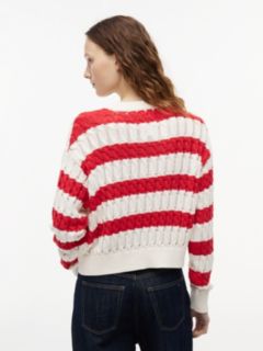 Tommy Jeans Striped Cable Knit Sweater — Amaryllis Red / Stripe 4