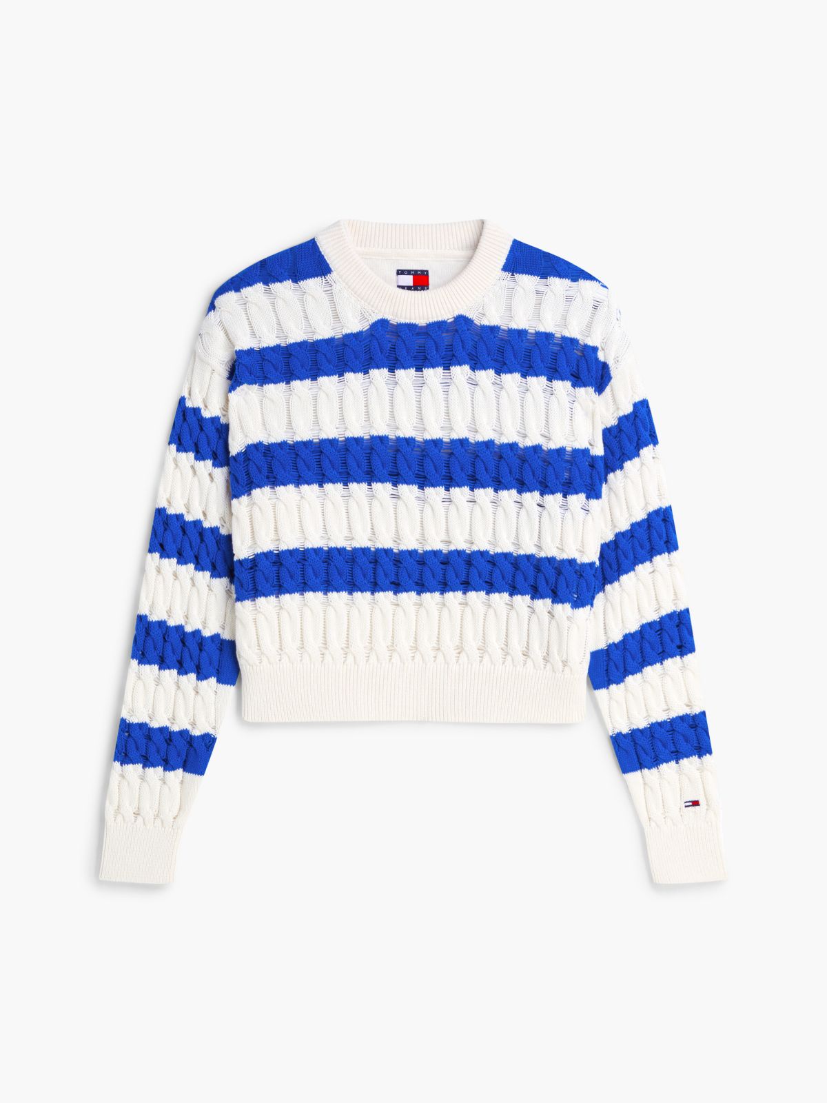 Tommy Jeans Striped Cable Knit Sweater — Noble Blue Stripe