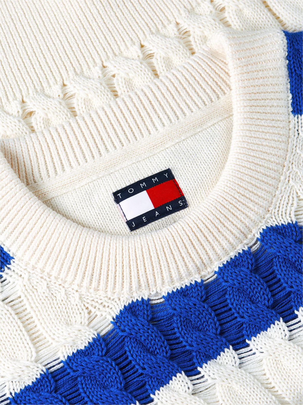 Tommy Jeans Striped Cable Knit Sweater — Noble Blue Stripe