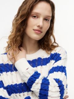 Tommy Jeans Striped Cable Knit Sweater — Noble Blue Stripe 3