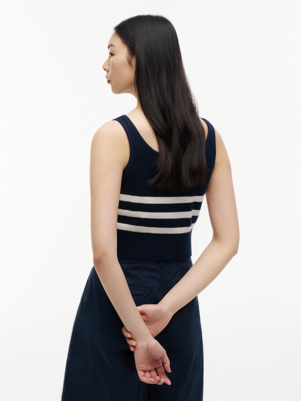 Tommy Jeans Striped Sweater Tank Top — Navy
