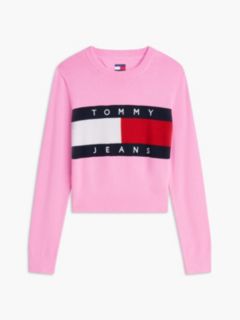 Tommy Jeans Intarsia Flag Logo Sweater — Pink Daisy 5