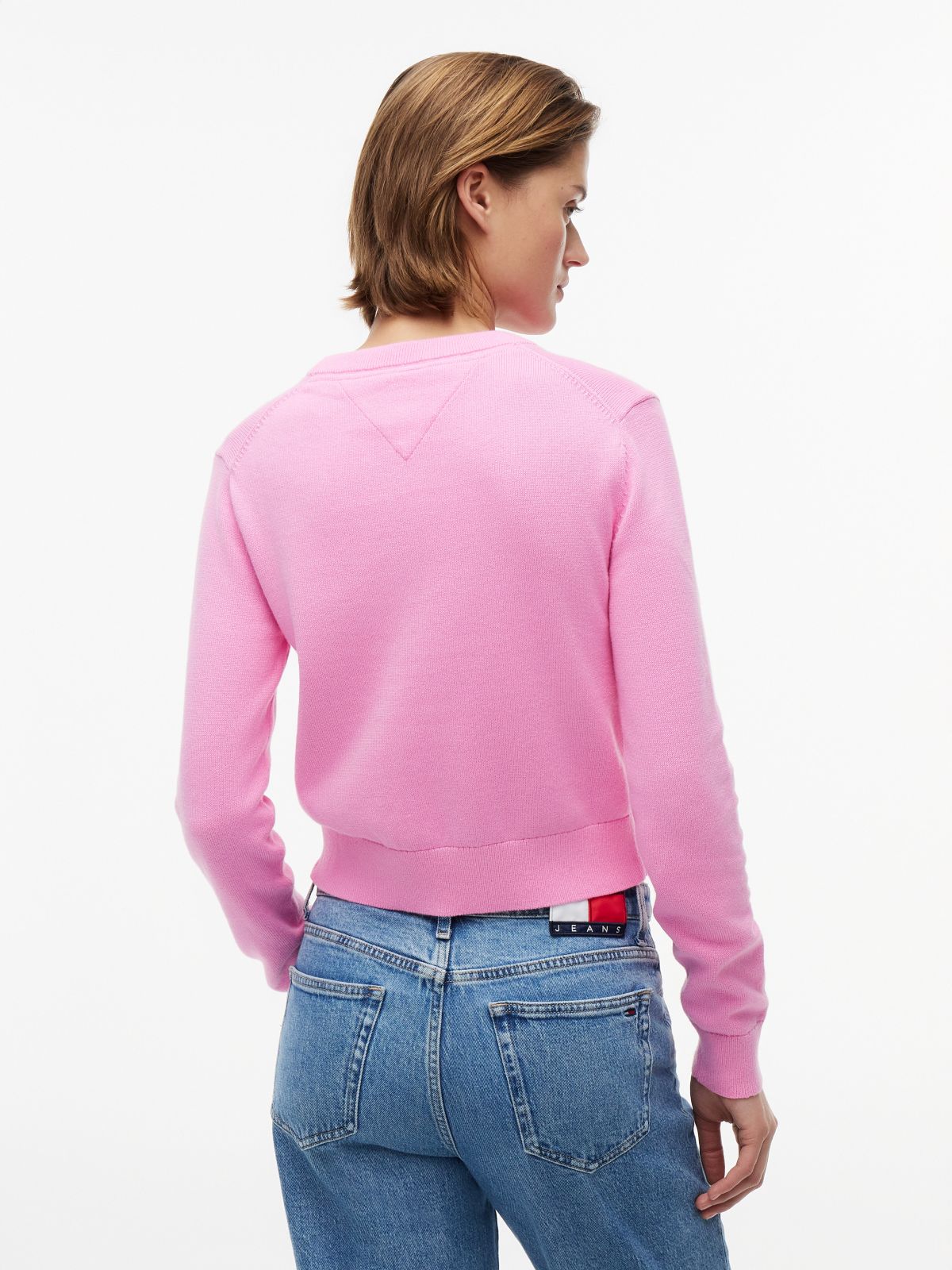 Tommy Jeans Intarsia Flag Logo Sweater — Pink Daisy