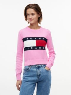 Tommy Jeans Intarsia Flag Logo Sweater — Pink Daisy 1