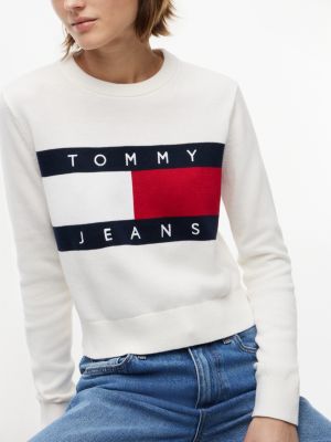 Женские джинсы Tommy Hilfiger Tommy Jeans Intarsia Flag Logo Sweater — фото 3