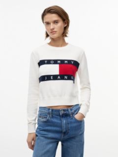 Tommy Jeans Intarsia Flag Logo Sweater — Ancient White 1