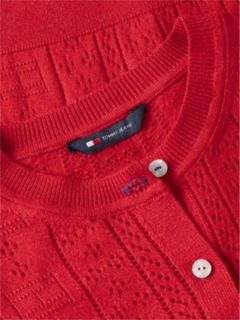 Tommy Jeans Flag Logo Pointelle Cardigan — Amaryllis Red 6