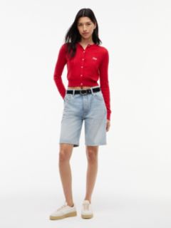 Tommy Jeans Flag Logo Pointelle Cardigan — Amaryllis Red 2