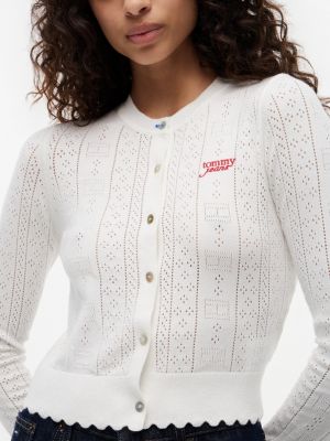 Женские джинсы Tommy Hilfiger Tommy Jeans Flag Logo Pointelle Cardigan — фото 3