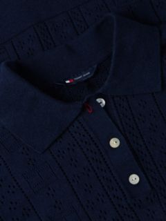 Tommy Jeans Flag Pointelle Sweater Polo — Navy 6