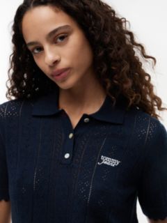 Tommy Jeans Flag Pointelle Sweater Polo — Navy 3