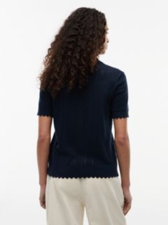 Tommy Jeans Flag Pointelle Sweater Polo — Navy 4
