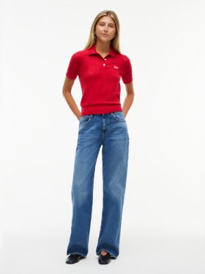Женские джинсы Tommy Hilfiger Tommy Jeans Flag Pointelle Sweater Polo — фото 2