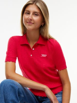 Женские джинсы Tommy Hilfiger Tommy Jeans Flag Pointelle Sweater Polo — фото 3