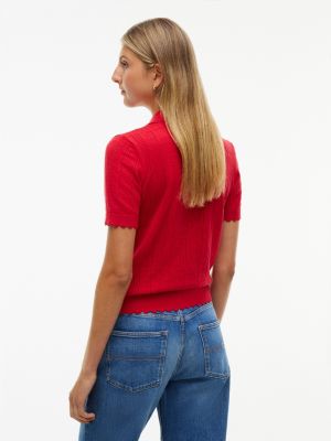 Женские джинсы Tommy Hilfiger Tommy Jeans Flag Pointelle Sweater Polo — фото 4