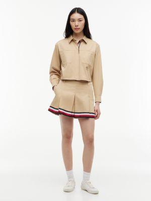 Tommy Jeans Pleated Twill Mini Skirt, Gentle Gold