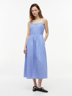 Tommy Jeans Poplin Midi Dress, Blue / Stripe