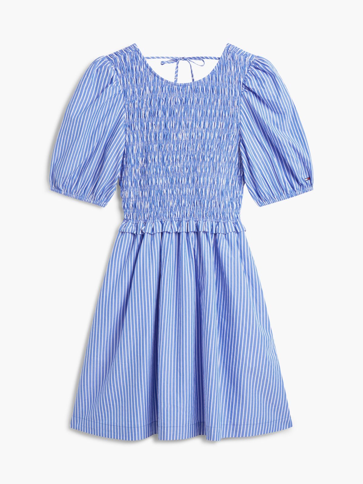Tommy Jeans Shirred Poplin Mini Dress — Blue / Stripe