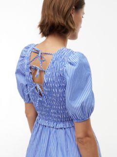 Tommy Jeans Shirred Poplin Mini Dress — Blue / Stripe 3