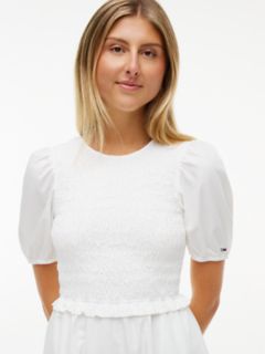 Tommy Jeans Shirred Poplin Mini Dress — Ecru 2