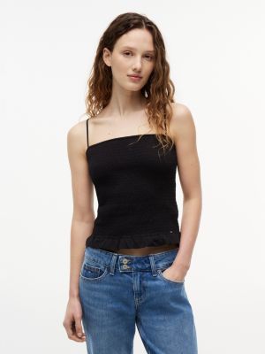 Tommy Jeans Slim Fit Shirred Tank Top, Black