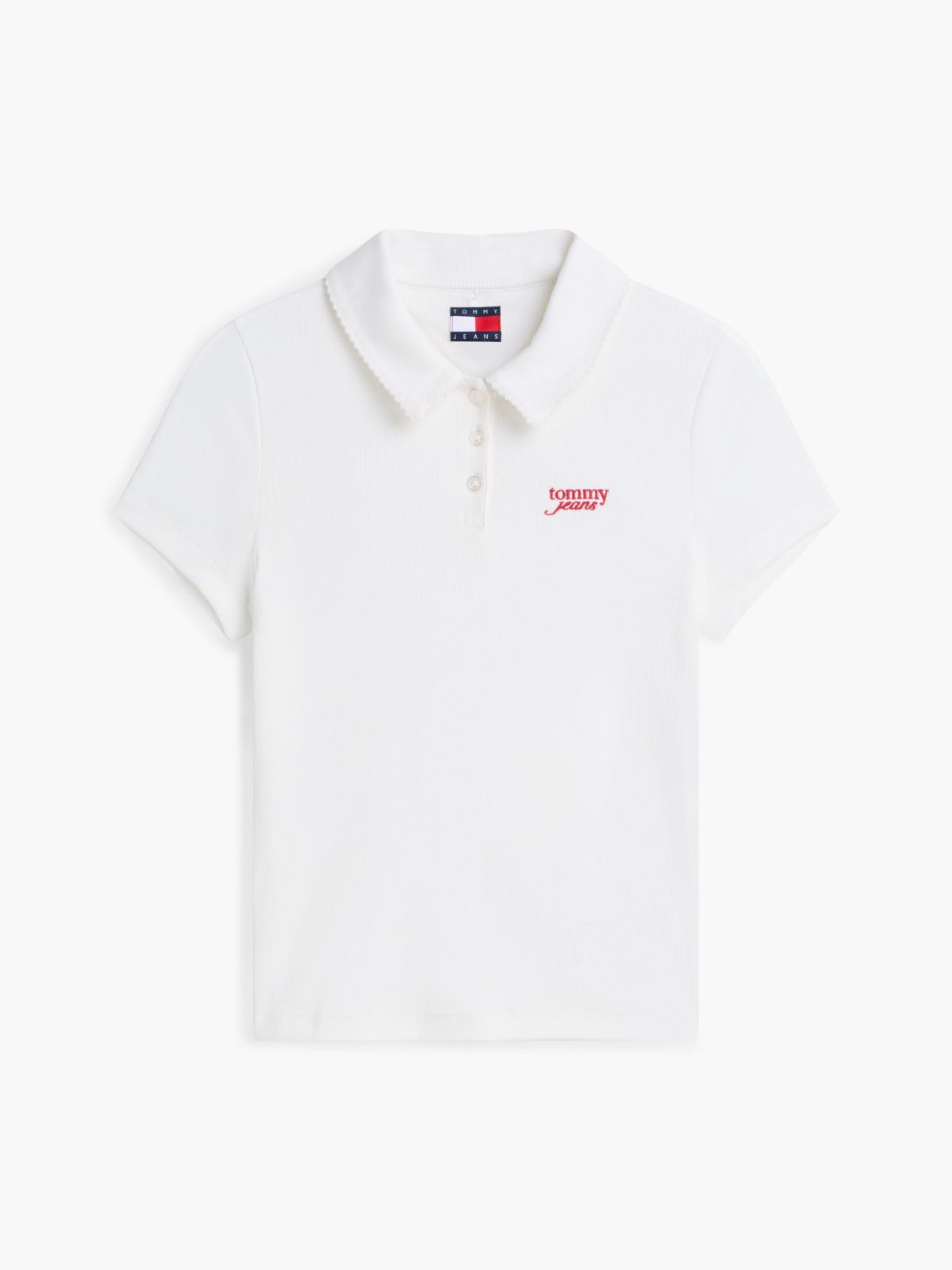 Tommy Jeans Slim Fit Rib-Knit Polo — Ecru
