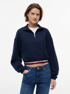 Tommy Jeans Boxy Quarter-Zip Sweatshirt, Navy