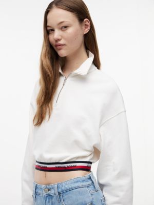 Женские джинсы Tommy Hilfiger Tommy Jeans Boxy Quarter-Zip Sweatshirt — фото 3