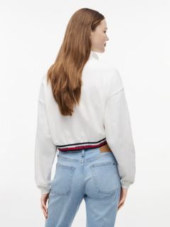 Tommy Jeans Boxy Quarter-Zip Sweatshirt — Ecru 4