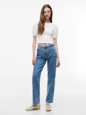 Женские джинсы Tommy Hilfiger Tommy Jeans Puff-Sleeve Shirred Top — фото 2