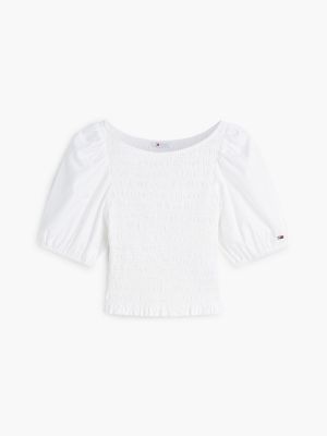 Женские джинсы Tommy Hilfiger Tommy Jeans Puff-Sleeve Shirred Top — фото 5