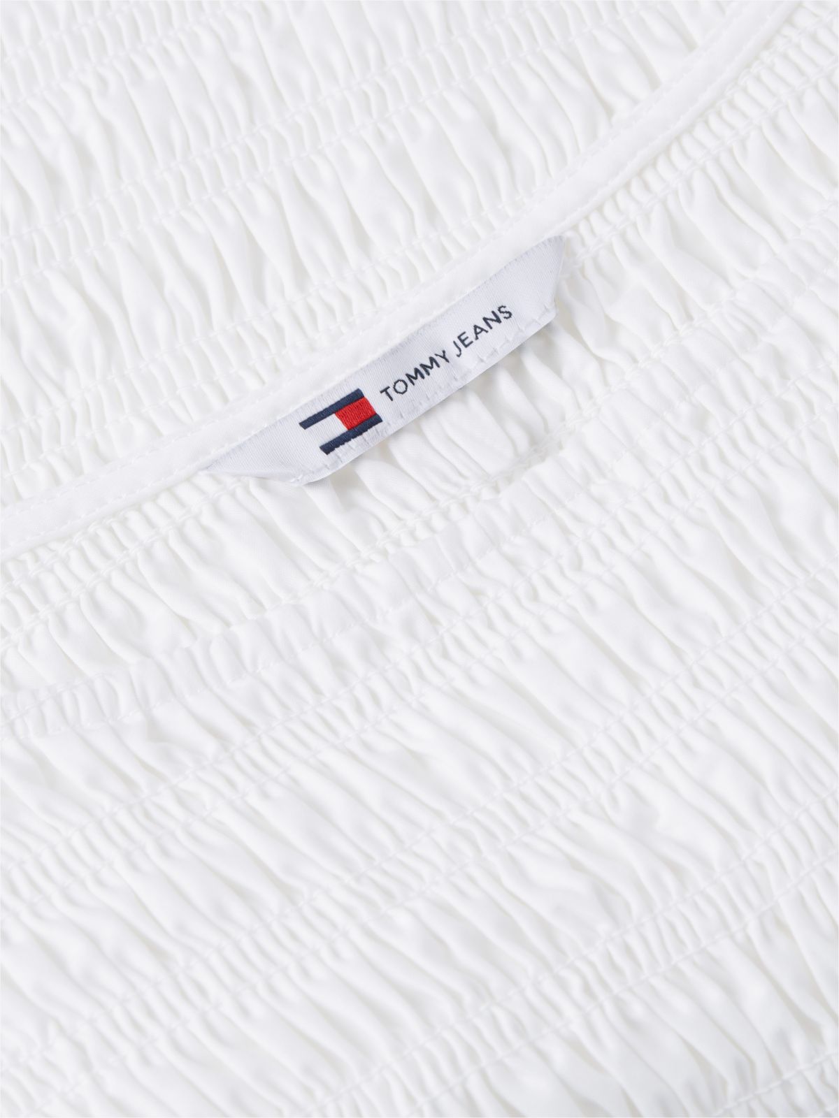 Tommy Jeans Puff-Sleeve Shirred Top — Ecru