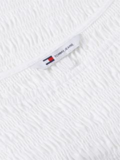 Tommy Jeans Puff-Sleeve Shirred Top — Ecru 6