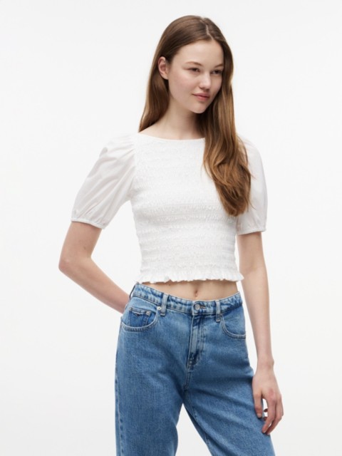 Женские джинсы Tommy Hilfiger Tommy Jeans Puff-Sleeve Shirred Top