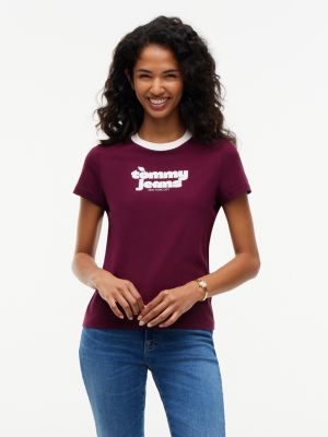 Tommy Jeans Logo Graphic T-Shirt, Calypso Berry