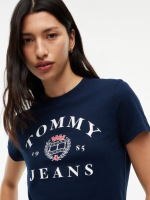 Женская футболка Tommy Jeans Varsity Crest Logo, цвет: Тёмный синий — фото 3