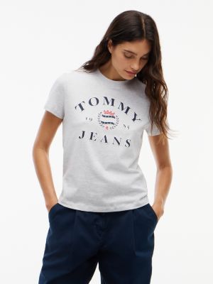 Tommy Jeans Varsity Crest Logo T-Shirt, Ice Grey Heather