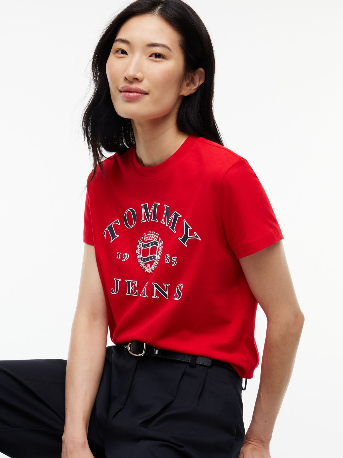 Tommy Jeans Varsity Crest Logo T-Shirt — Lavish Red