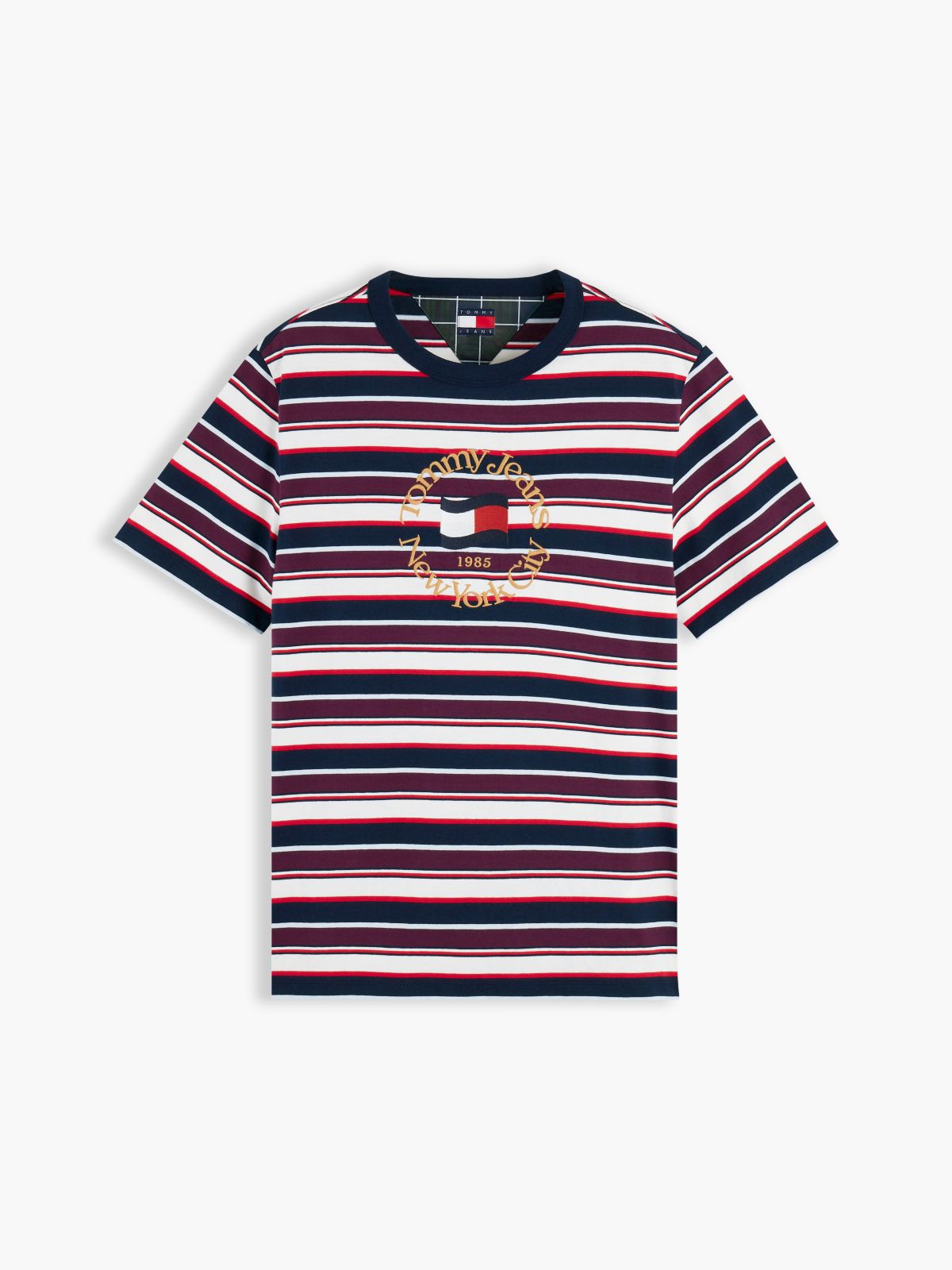 Tommy Jeans NYC Logo Striped T-Shirt — Dark Blue / Multi