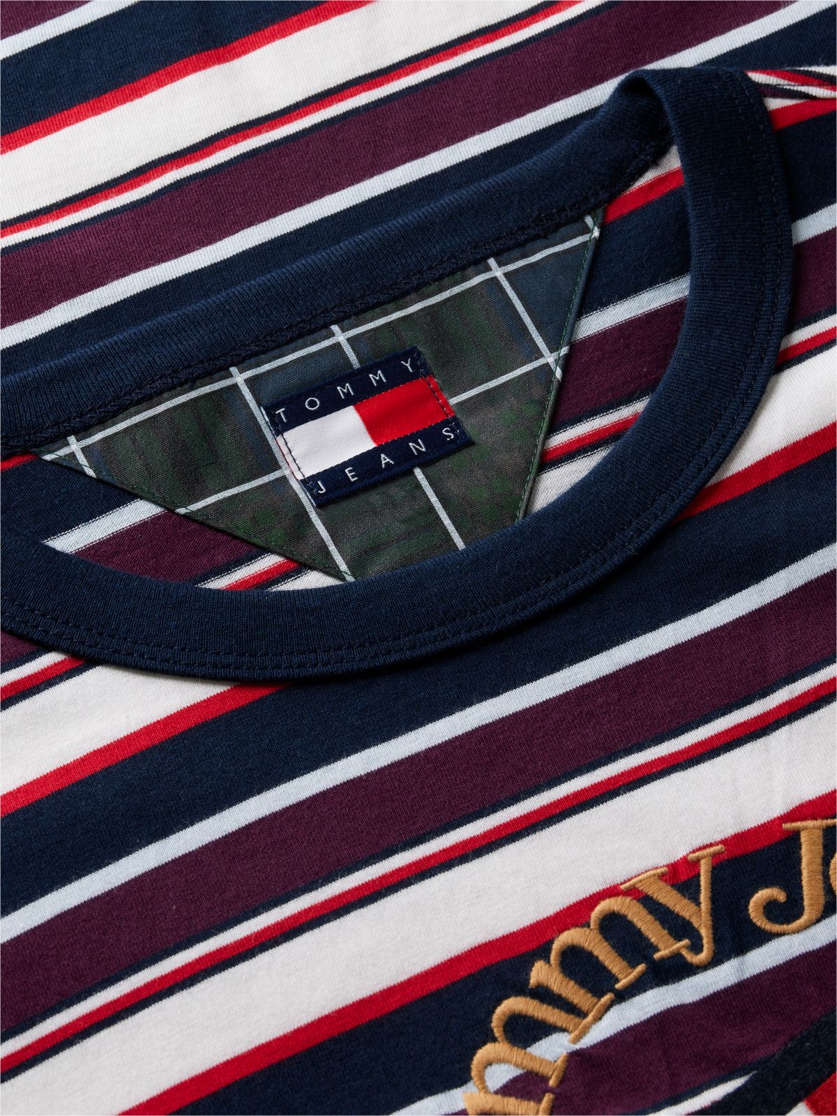 Tommy Jeans NYC Logo Striped T-Shirt — Dark Blue / Multi