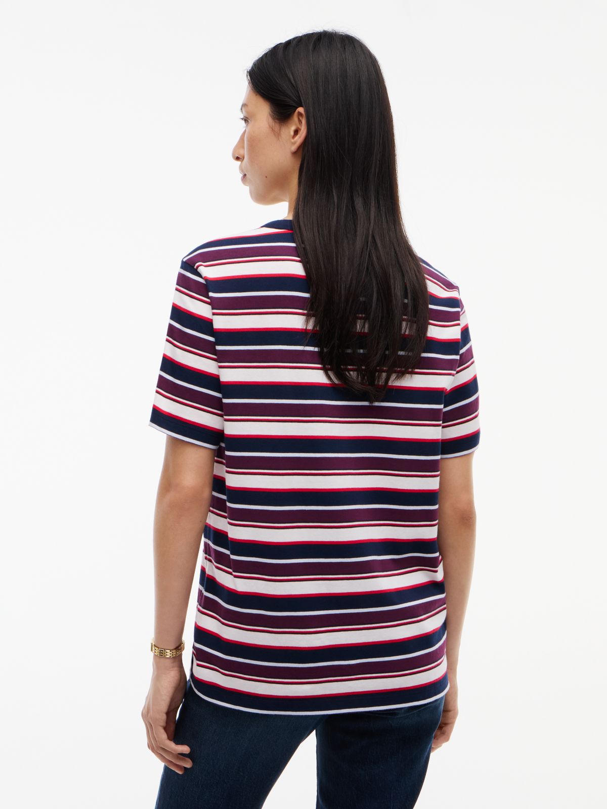 Tommy Jeans NYC Logo Striped T-Shirt — Dark Blue / Multi