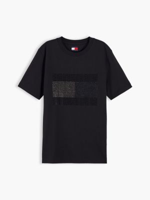 Женская футболка Tommy Hilfiger Tommy Jeans Rhinestone Flag, цвет: Чёрный — фото 5