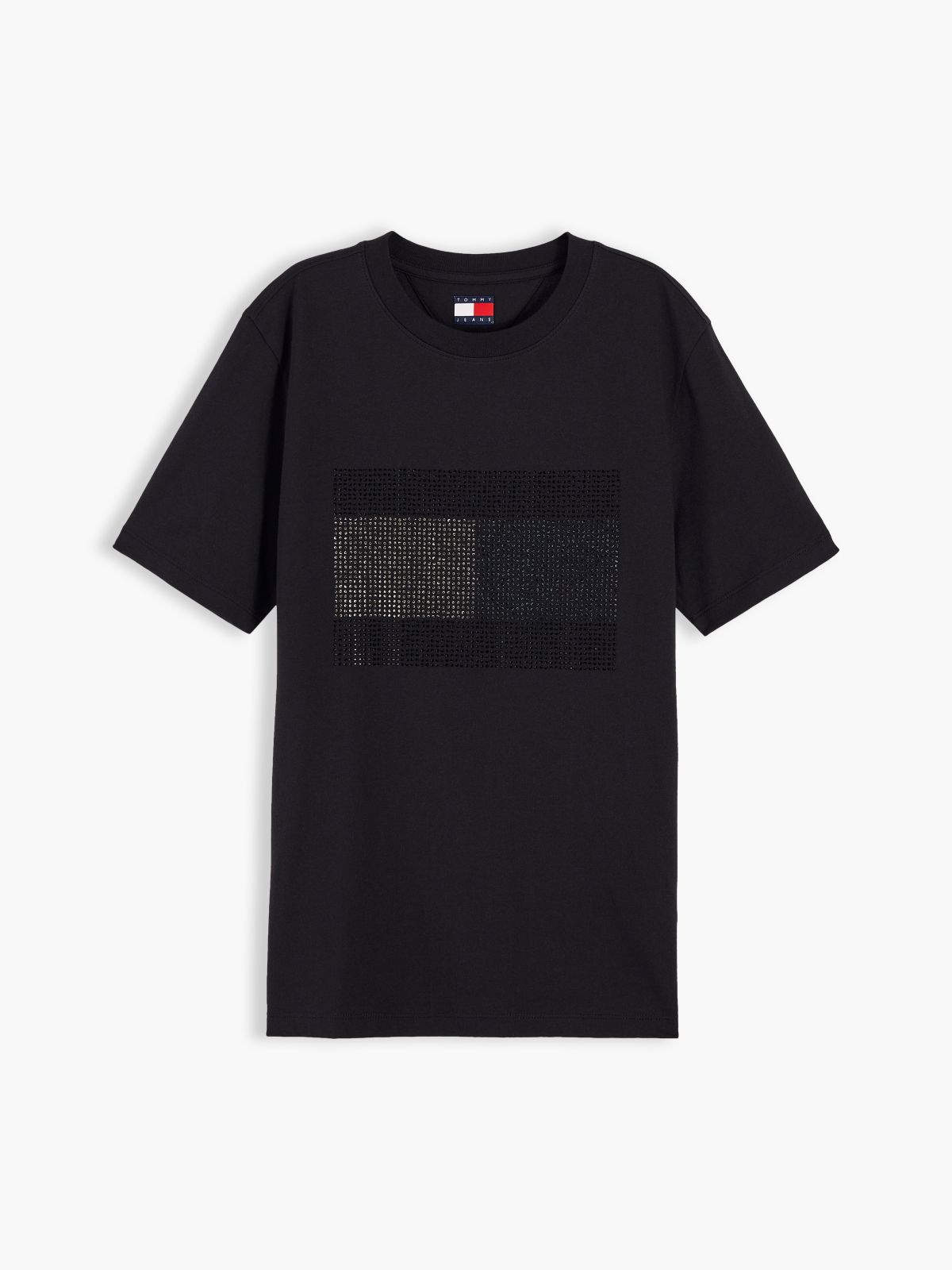 Tommy Jeans Rhinestone Flag T-Shirt — Black