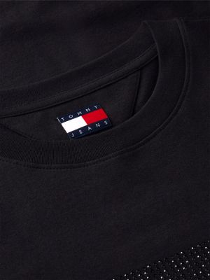 Женская футболка Tommy Hilfiger Tommy Jeans Rhinestone Flag, цвет: Чёрный — фото 6