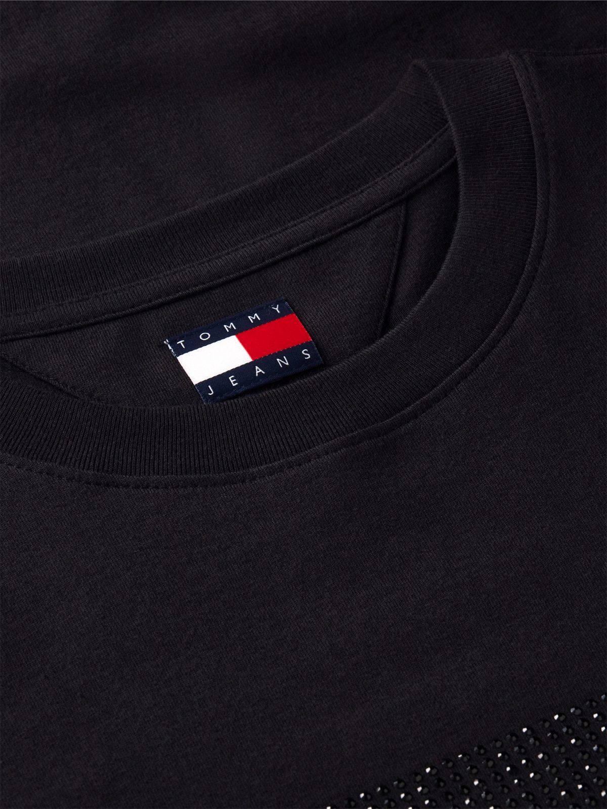 Tommy Jeans Rhinestone Flag T-Shirt — Black
