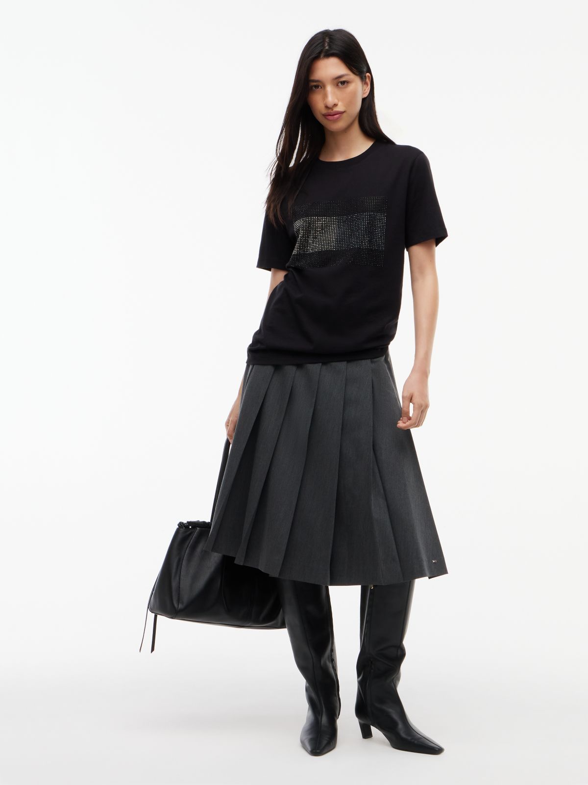 Tommy Jeans Rhinestone Flag T-Shirt — Black