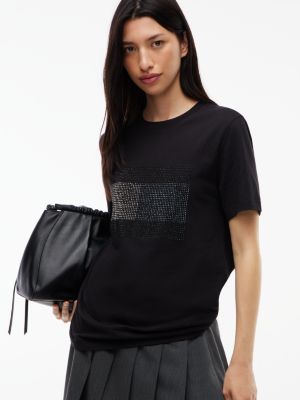 Женская футболка Tommy Hilfiger Tommy Jeans Rhinestone Flag, цвет: Чёрный — фото 3