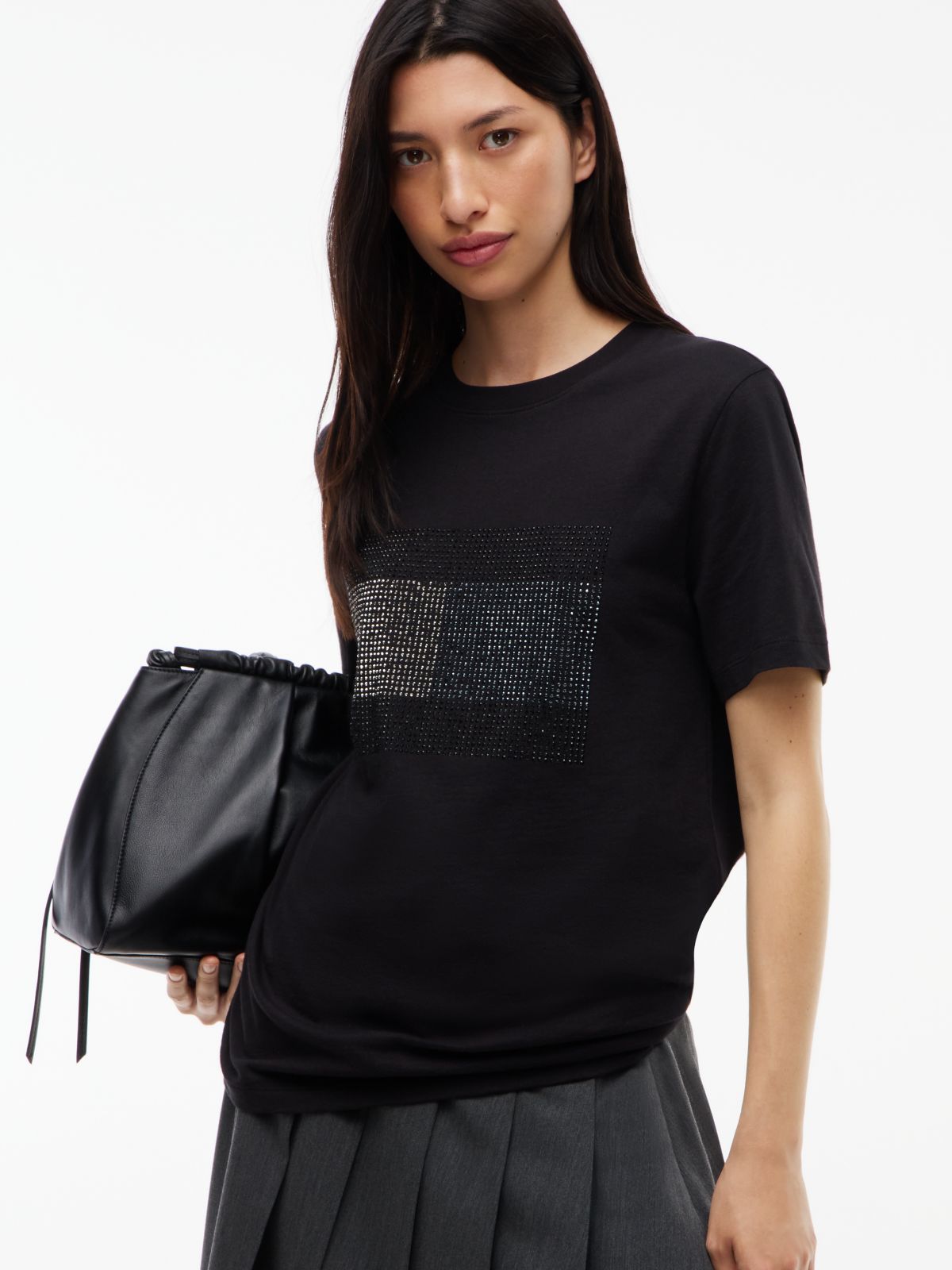 Tommy Jeans Rhinestone Flag T-Shirt — Black