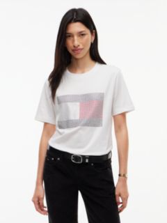 Tommy Jeans Rhinestone Flag T-Shirt — Ecru 1